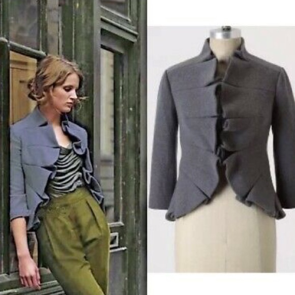 Anthropologie Jackets & Blazers - Anthro Tabitba Terrace House Ruffle Jacket Gray 2